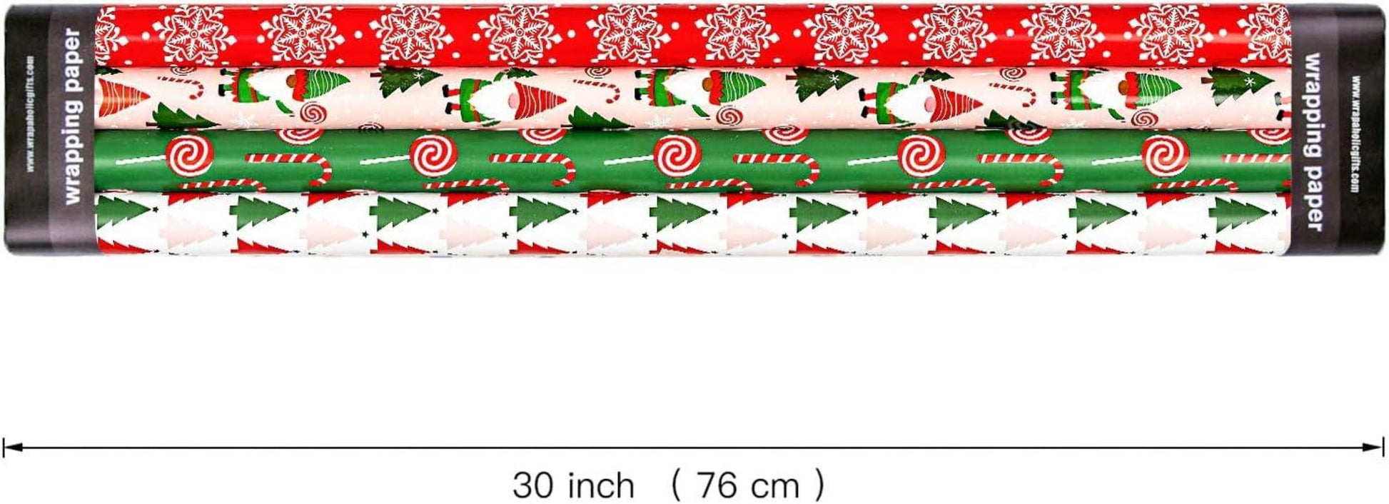 Weihnachts-Geschenkpapierrolle - Rot Grün Pink Gnome Elf Holiday Collection 4 Rollen