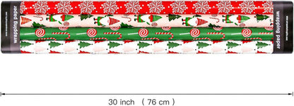Weihnachts-Geschenkpapierrolle - Rot Grün Pink Gnome Elf Holiday Collection 4 Rollen