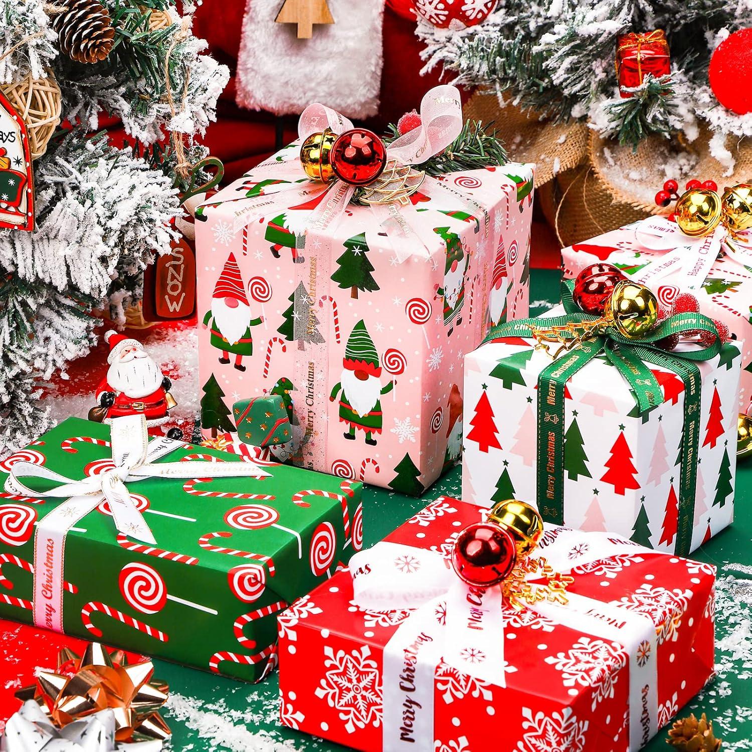 Weihnachts-Geschenkpapierrolle Rot Grün Pink Gnome Elf Holiday