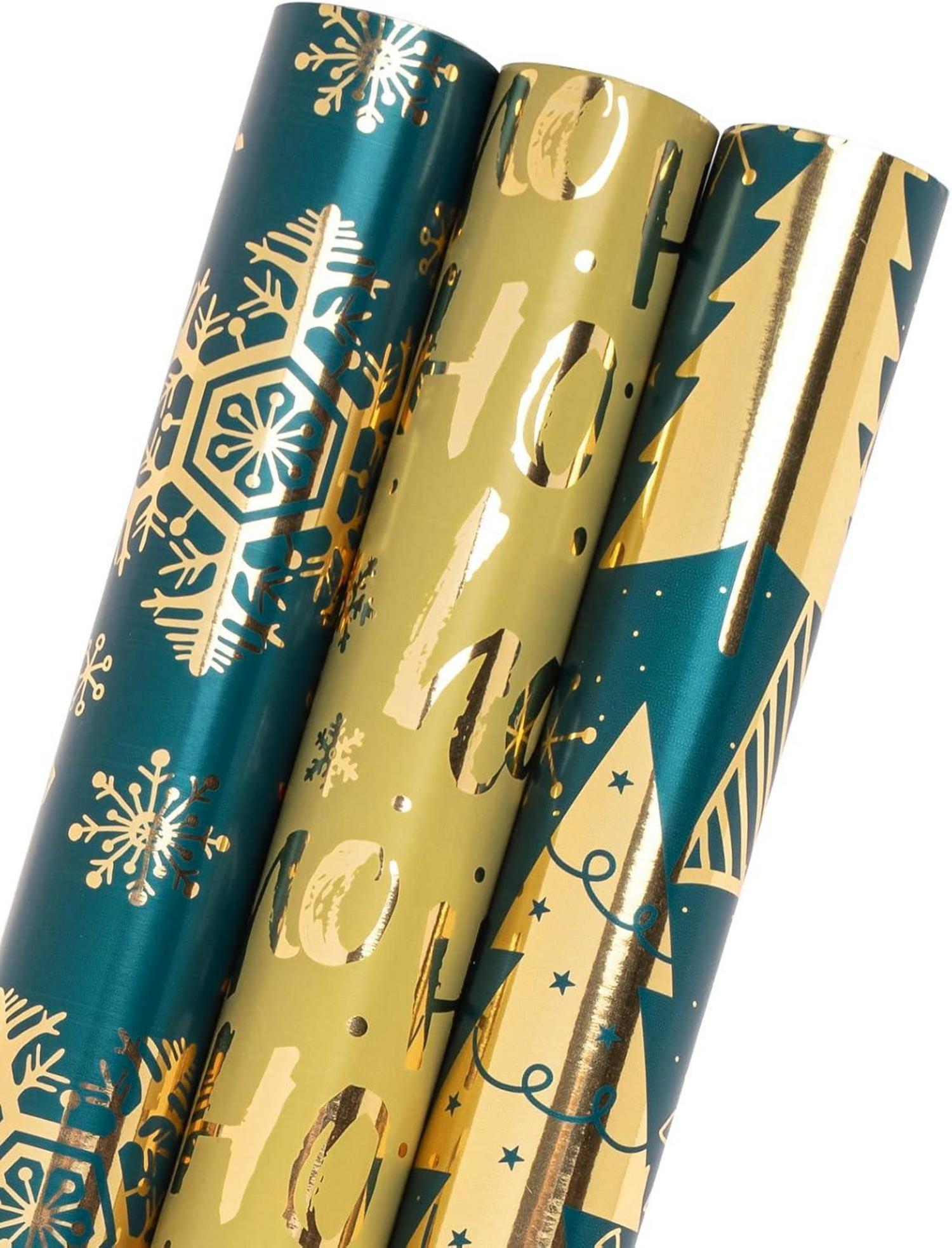Weihnachts-Geschenkpapierrolle Dunkelgrün Metallic-Folie