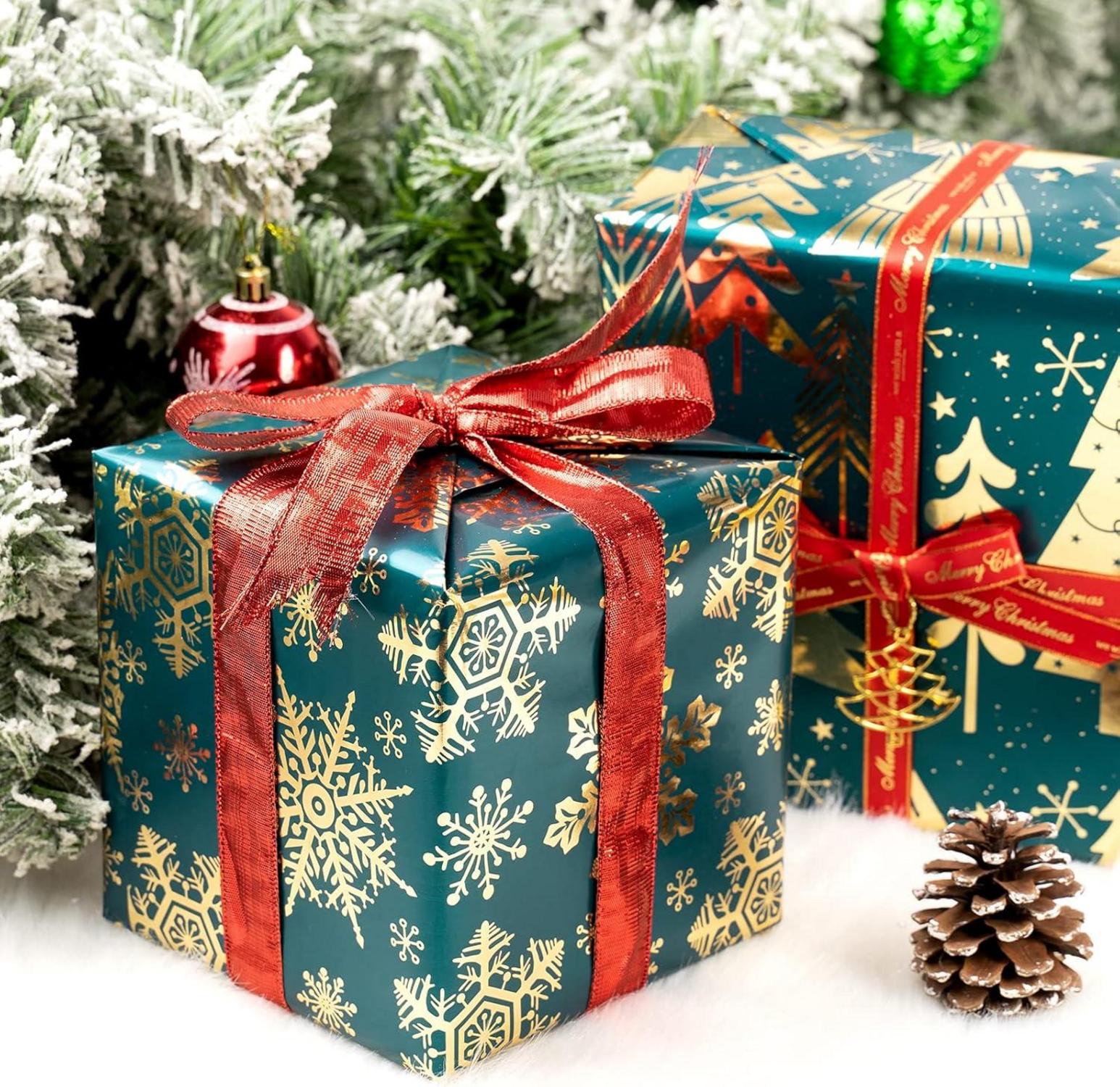 Weihnachts-Geschenkpapierrolle Dunkelgrün Metallic-Folie