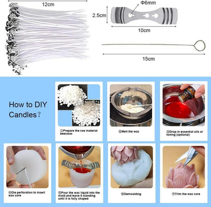 NICAVKIT 6-teiliges DIY Silikon Kerzenform Set mit Kerzendochten