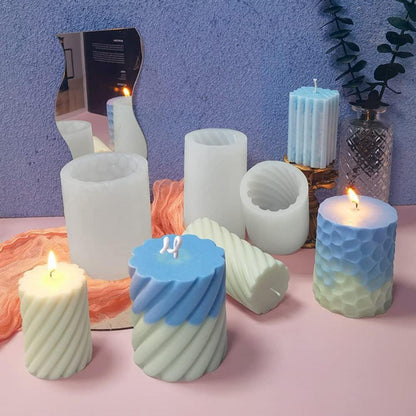 DIY Kerzenformen Set 3D Silikon Gießset mit Dochte - Bastel Ornamente
