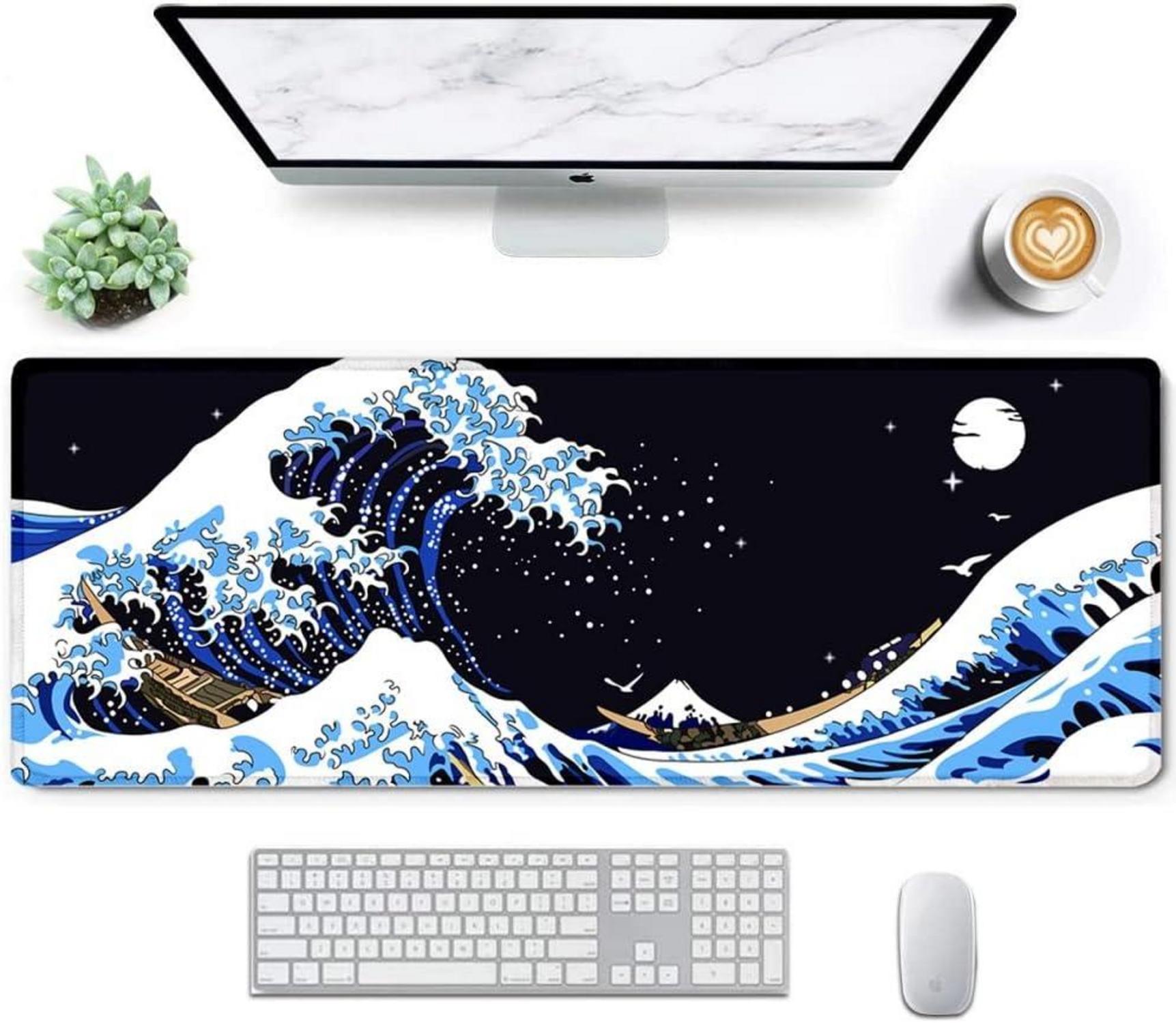 Gaming Mauspad XXL 800x300 mm Japan Art Kanagawa Schwarz