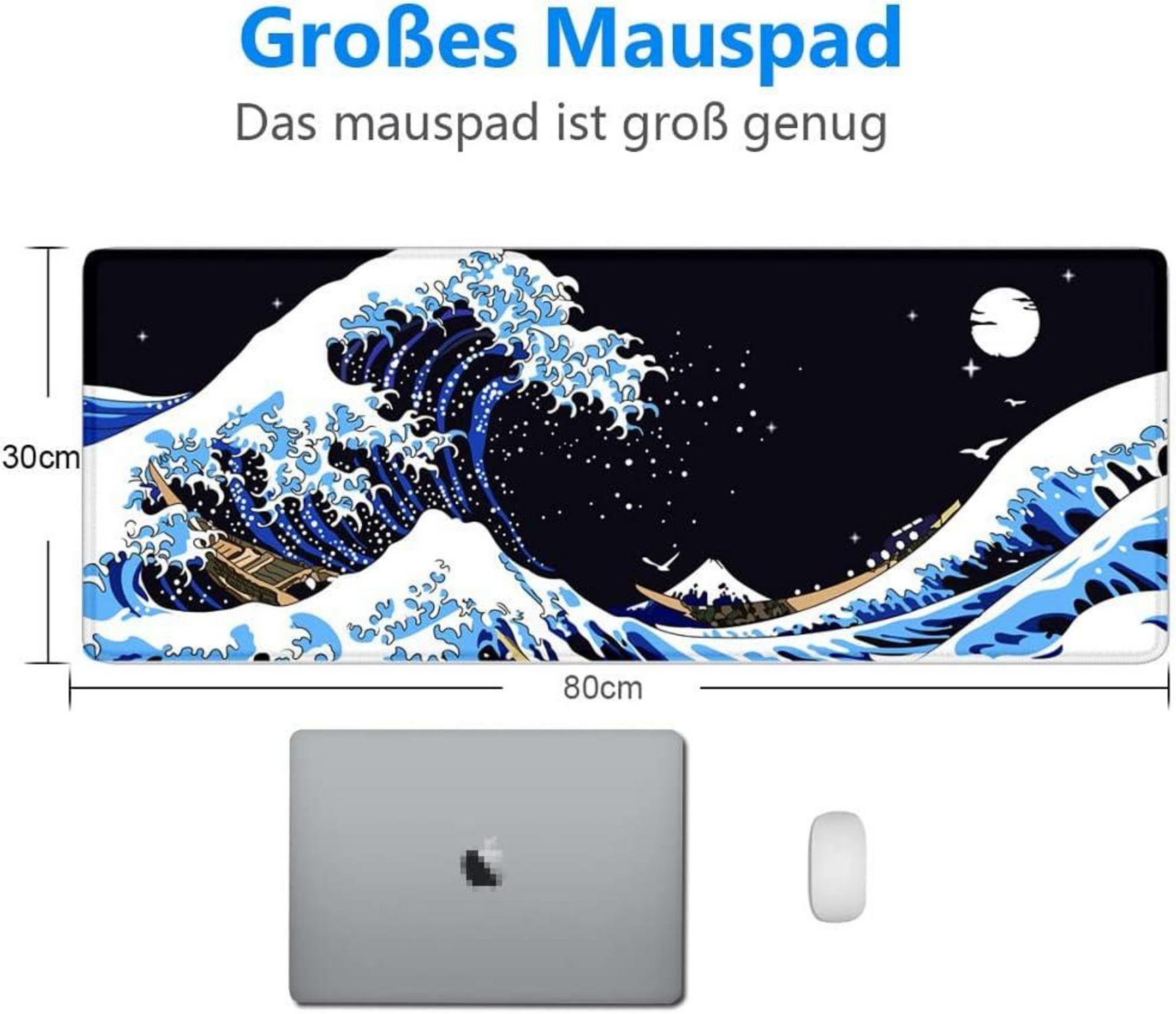 Großes Gaming-Mauspad Japan Art Kanagawa Surfen 800x300mm