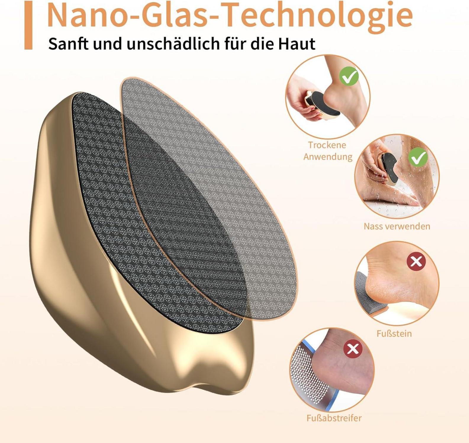 AnjoCare 2in1 Nano-Glas Fußfeile Hornhautentferner Gold