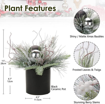 Kunstpflanze Weihnachtsarrangement Keramiktopf Tannenzweig