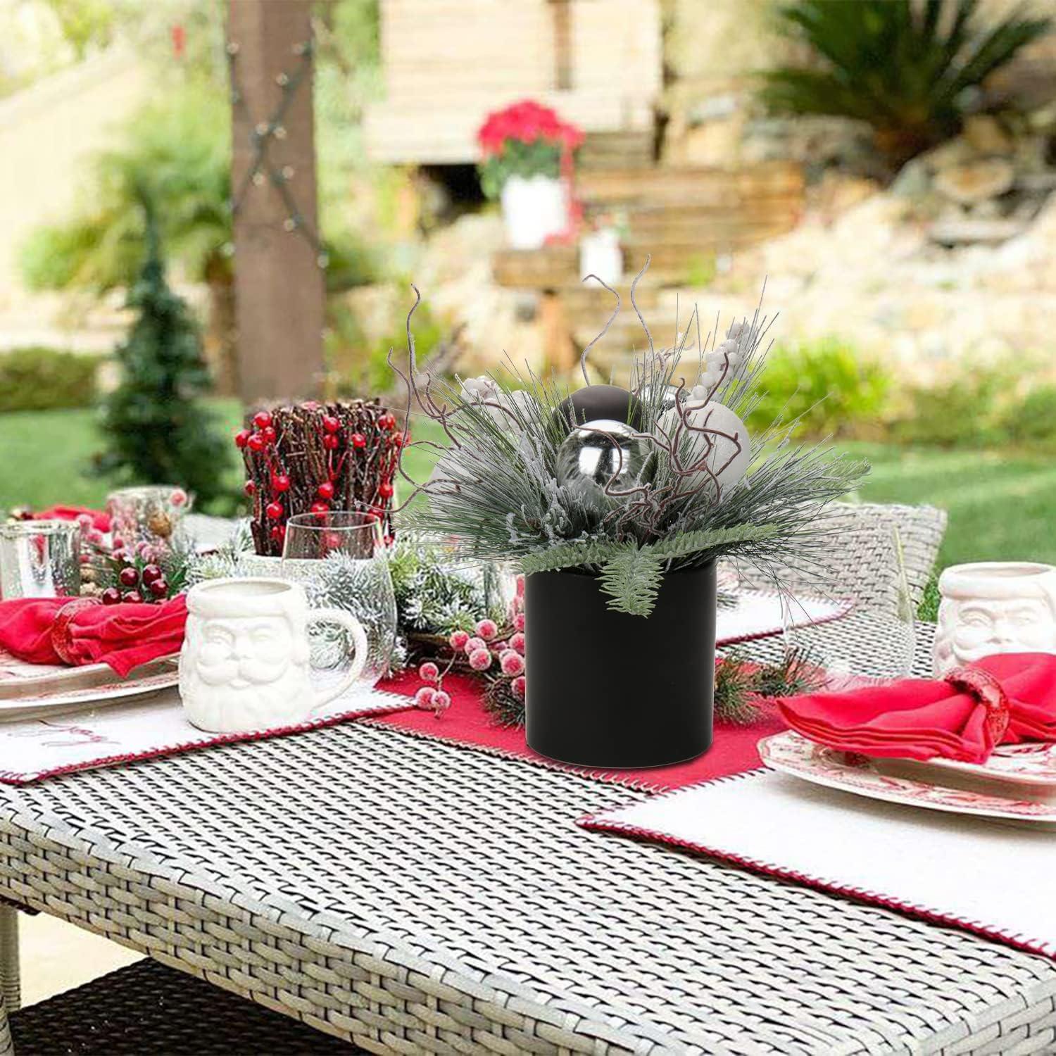 Kunstpflanze Weihnachtsdeko Tannenzweig Berries Tischdeko im