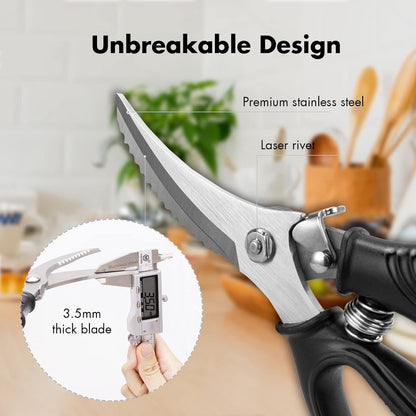 Geflügelschere Profi mit Sicherheitsverschluss, Rutschfester Griff & Federbelastet