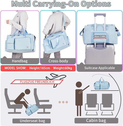 FIORETTO 35L Damen Sporttasche Reisetasche Schuhfach Nassfach blau