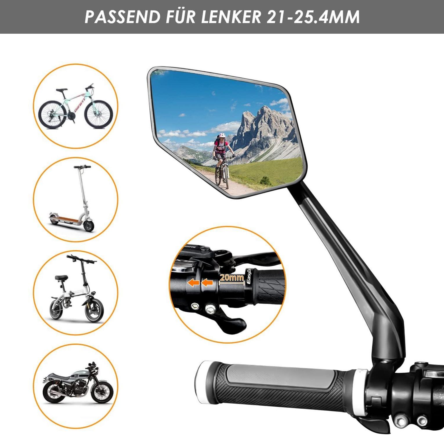 Arkham Fahrradspiegel Lenker links HD Sichtfeld Einklappbar 360° Drehbar