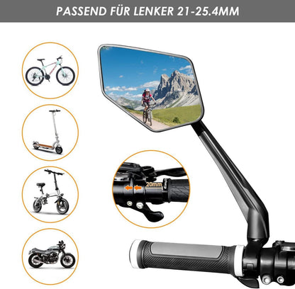 Arkham Fahrradspiegel Lenker links HD Sichtfeld Einklappbar 360° Drehbar