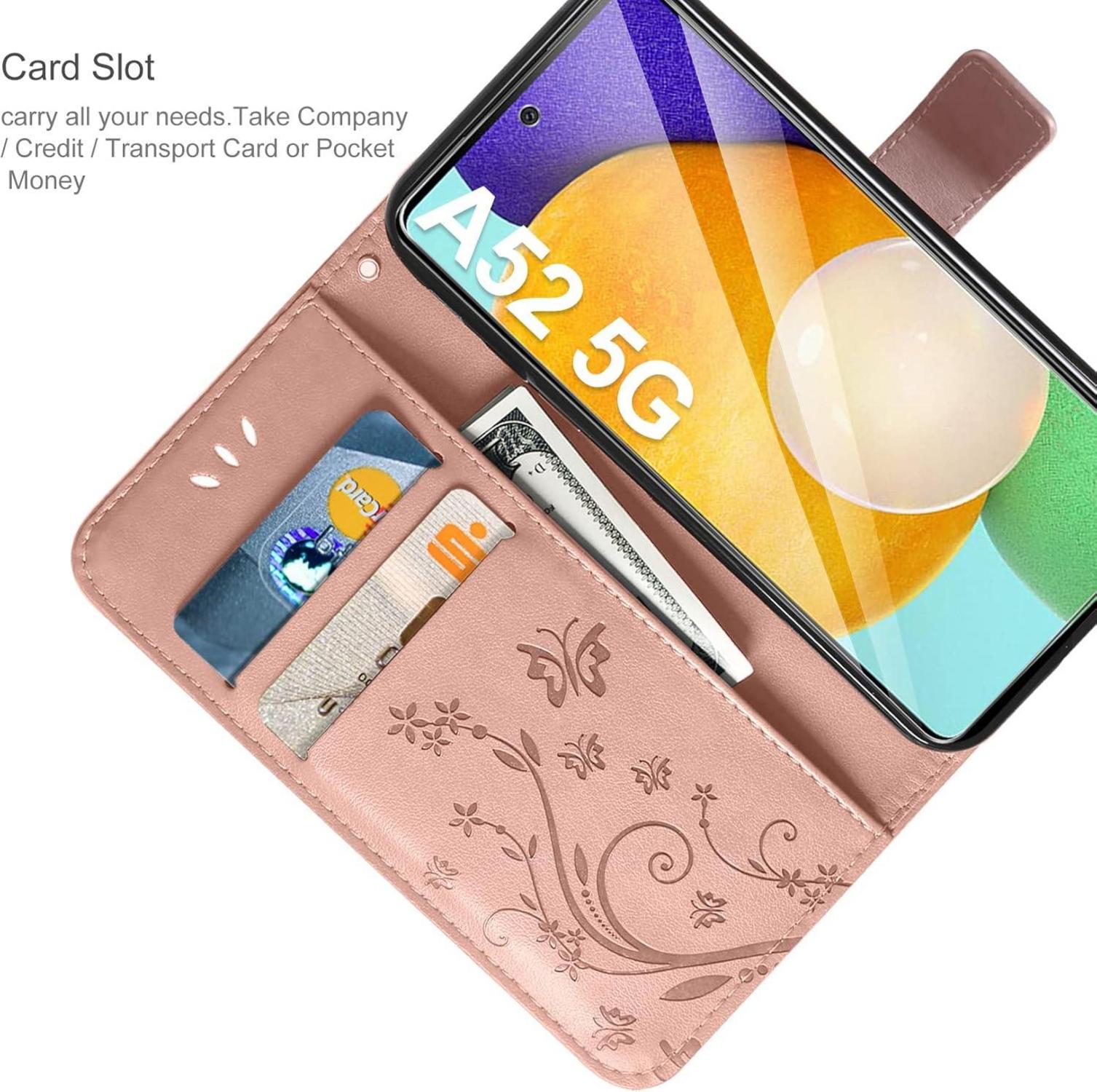 Lederhülle Samsung Galaxy A52 5G Flip Wallet Roségold