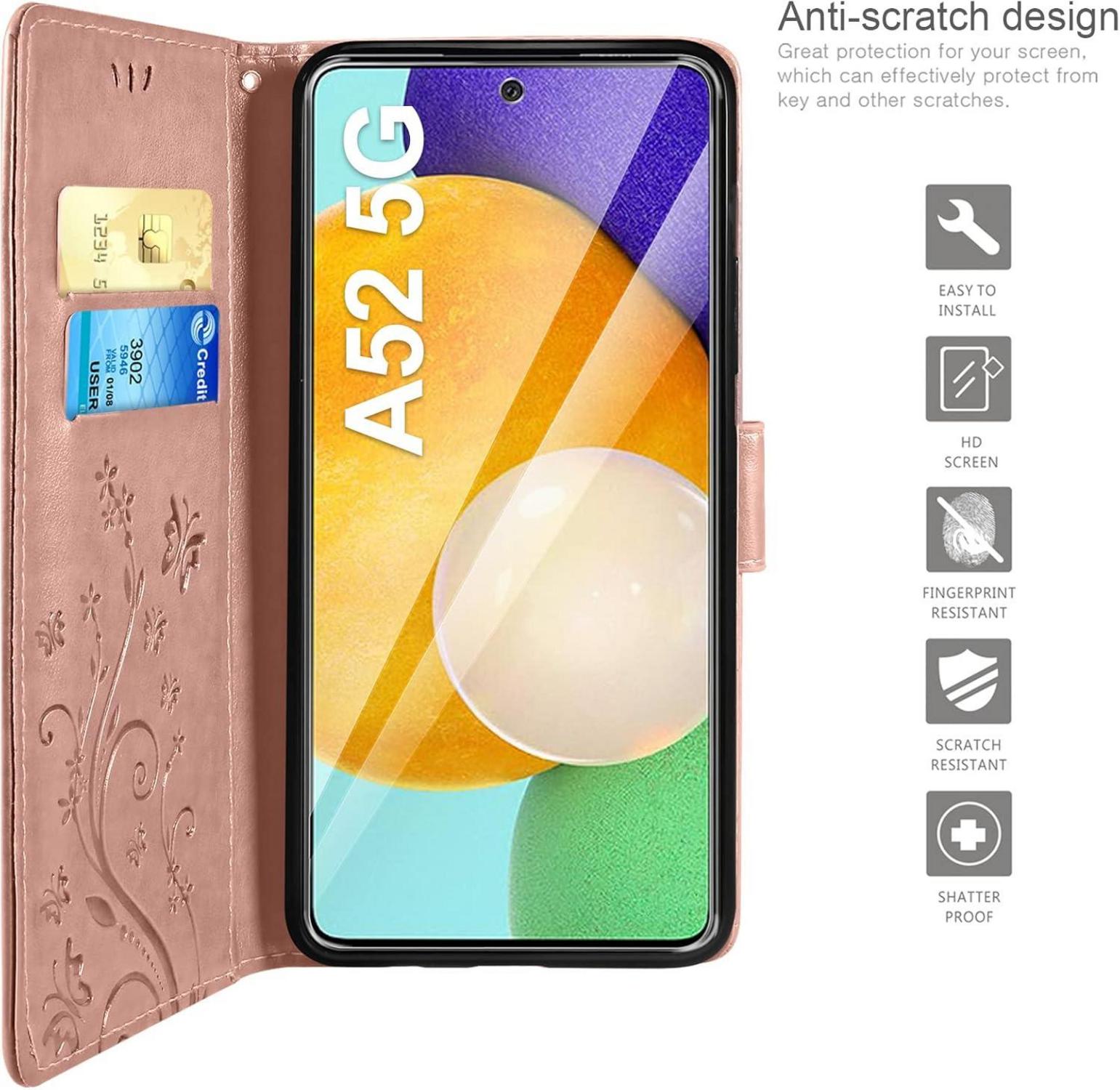 AROYI Samsung Galaxy A52 5G/4G/A52S Flip Wallet Hülle Roségold