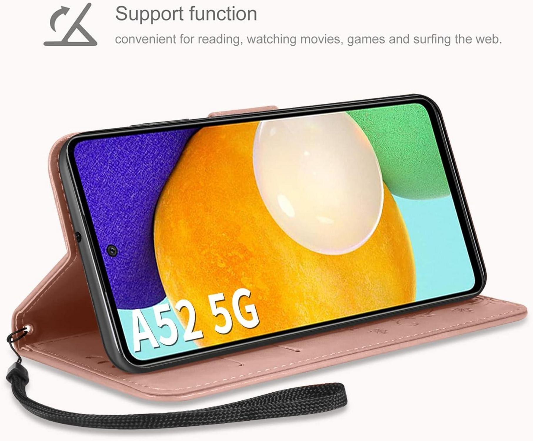 AROYI Lederhülle Samsung Galaxy A52 5G/4G/A52S Schutzhülle Roségold