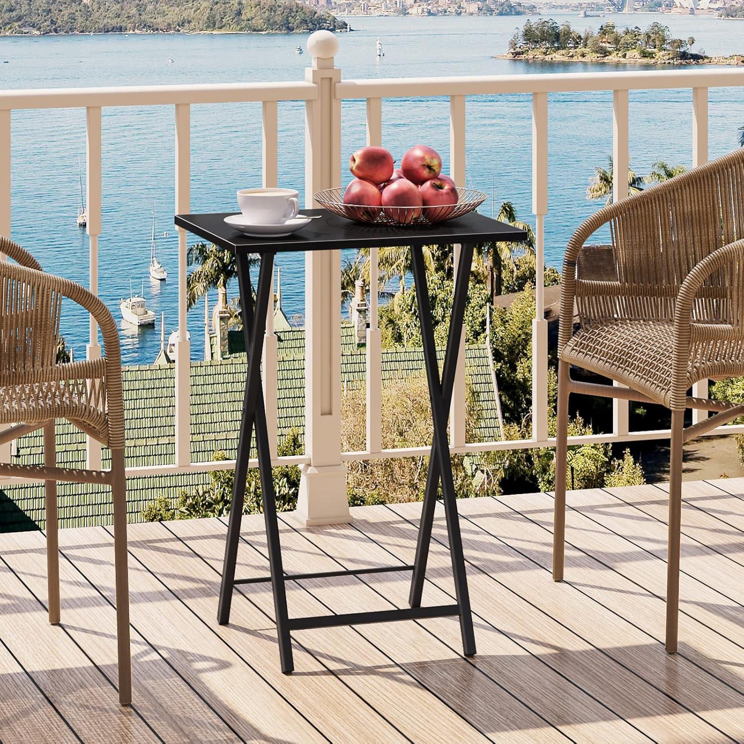 Beistelltisch Klappbar 2er Set Industriestil Schwarz Snacktisch
