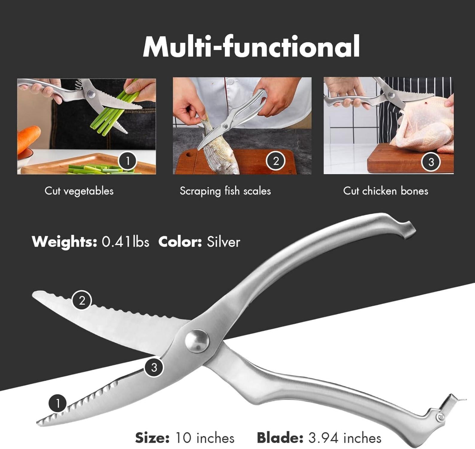 Geflügelschere Edelstahl Scharfe Küchenschere Rutschfester Griff