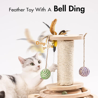 Interaktives Katzenspielzeug Holz Roller 2-lagiger Drehteller