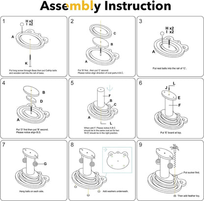 Katzenspielzeug Holz Roller 2-lagiger Drehteller Federn Bälle