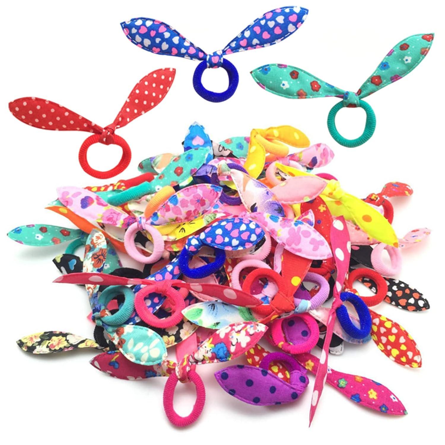 100er Set Kaninchen Hase Haargummis Samt Scrunchies für Mädchen Frauen