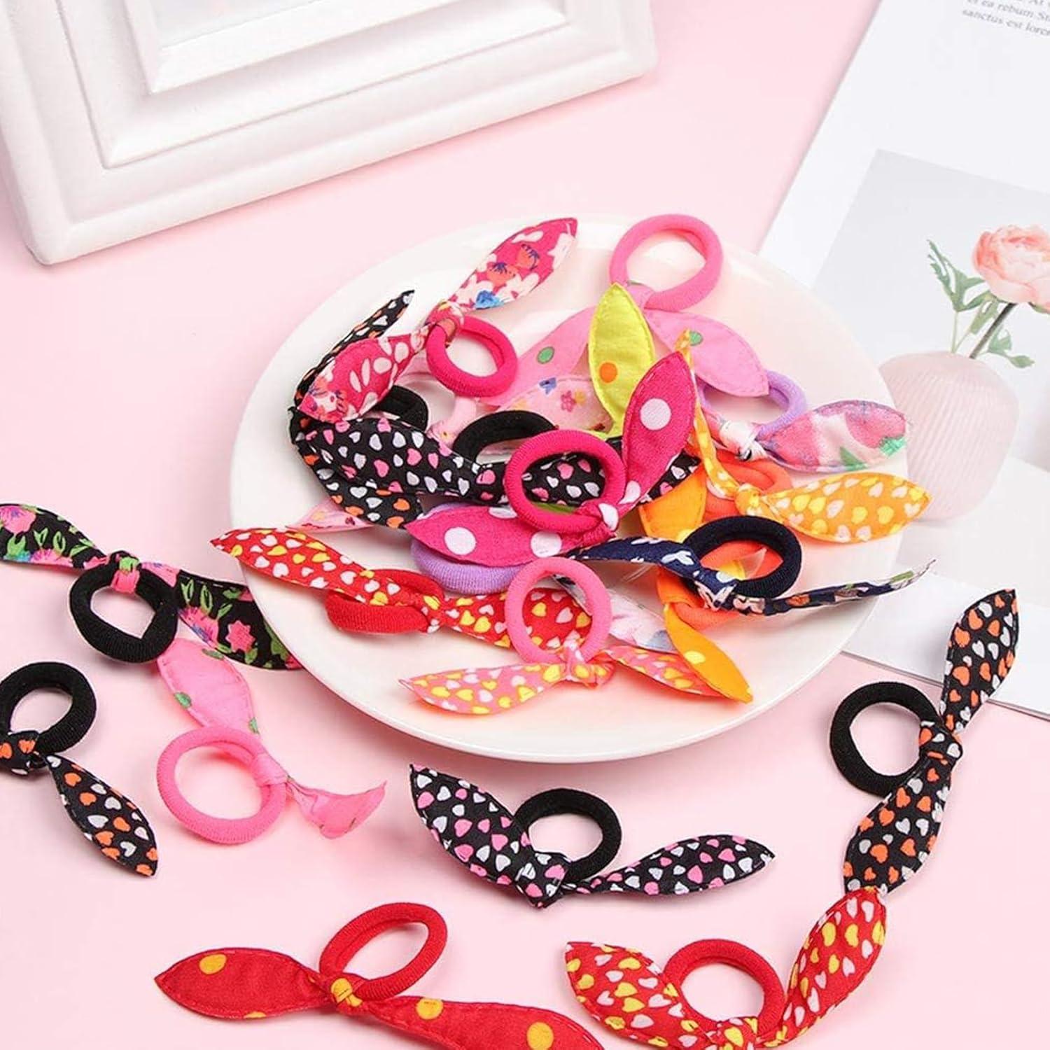 100er Set Kaninchen Hase Haargummis Samt Scrunchies für Mädchen Frauen