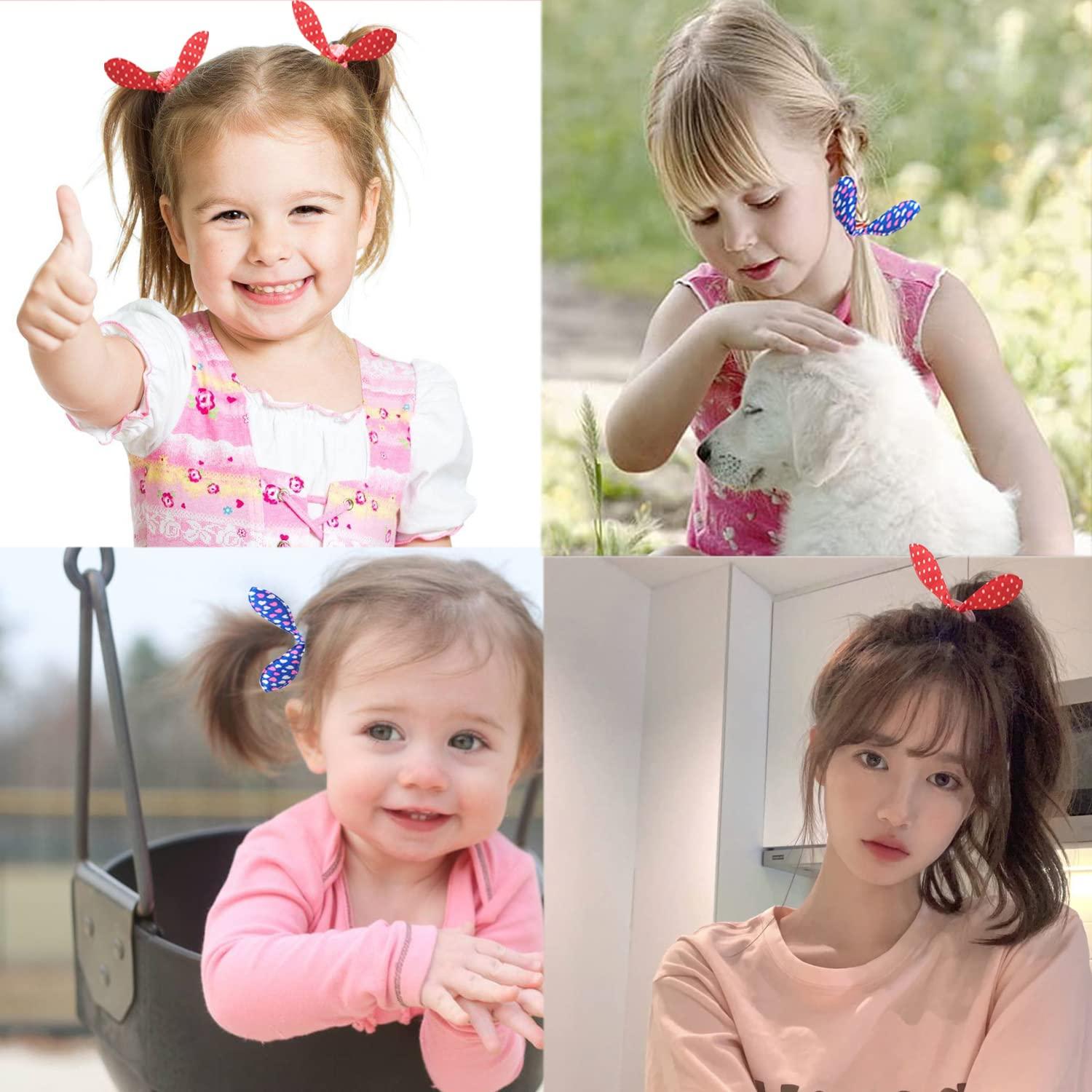 100x Kaninchen Hase Ohr Haargummis Samt Bunten Mädchen Frauen Kinder