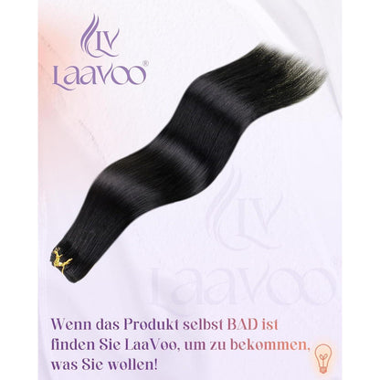 Echthaar Tressen Schwarz #1 – Remy Haare 60cm, 120g