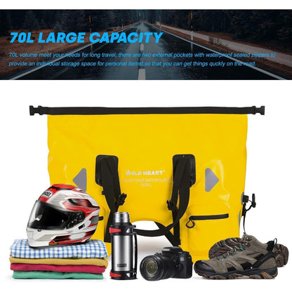 Wasserdichte Motorrad-Hecktasche 70L mit Seilriemen – Gelb