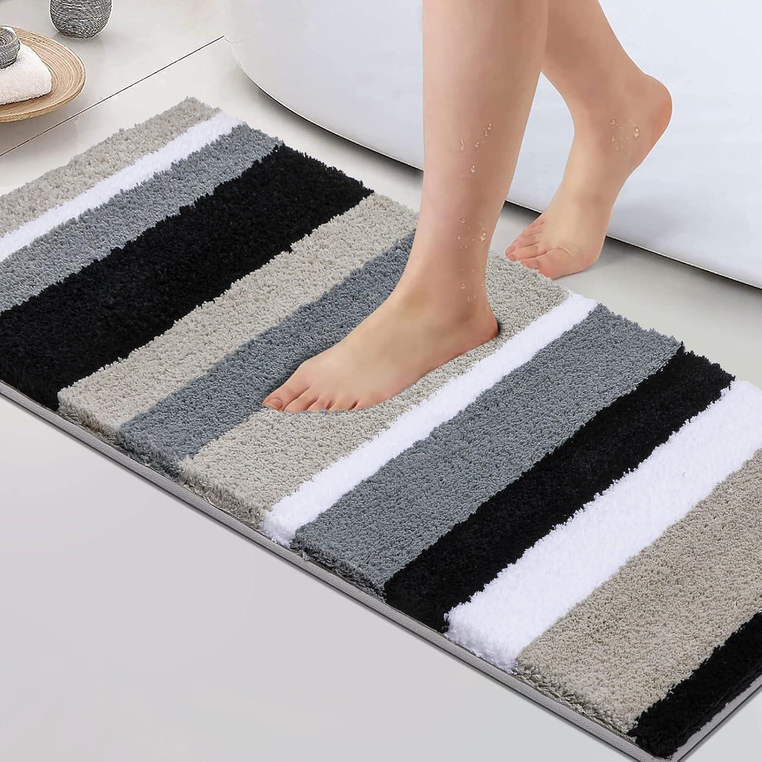Badematte 70x140cm Mikrofaser Weich Saugfähig Hochflor Schwarz