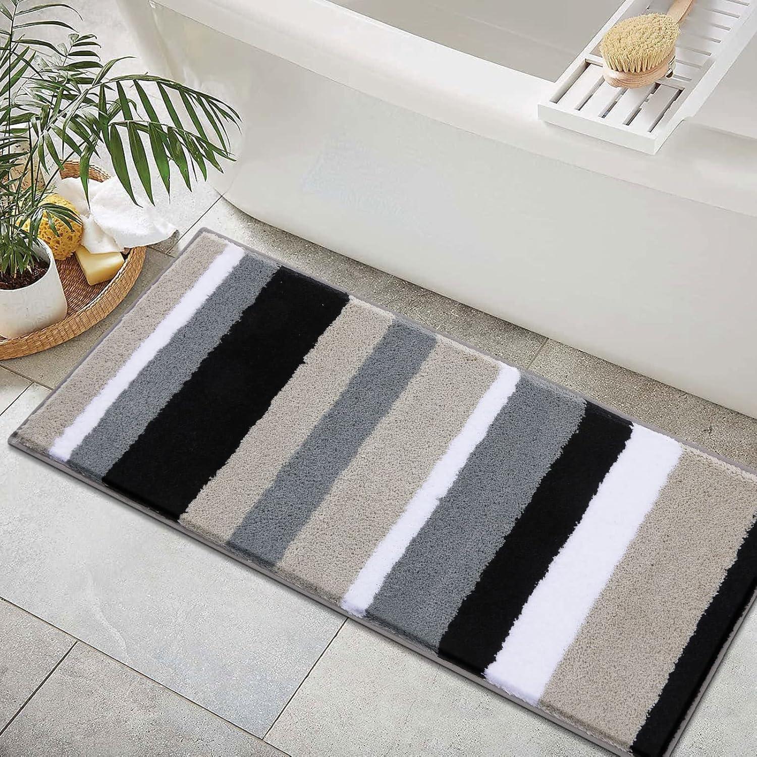Badematte Hochflor Mikrofaser Saugfähig Weich 70x140 cm Schwarz