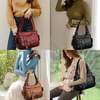 Damen Hobo Handtasche Rot in Lederoptik