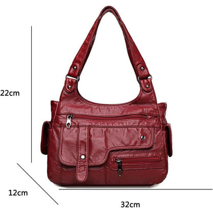 Damen Hobo Handtasche Rot in Lederoptik
