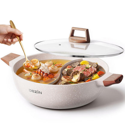 Geteilter Shabu-Topf 5QT mit Trennwand für alle Herde