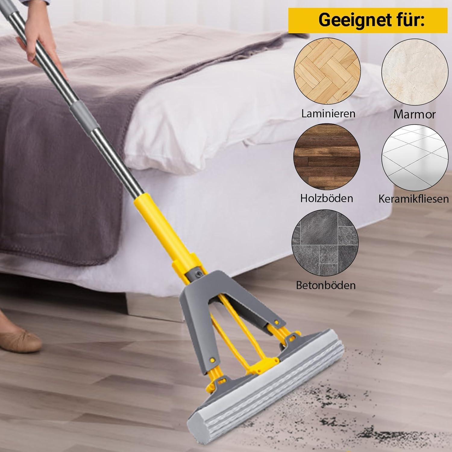 Bodenwischer Set PVA Schwamm Wischmop 3er Set Wischmopp Auswringfunktion