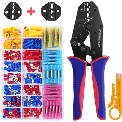 Crimpzange Kabelschuhe Set mit 200 Stück Kabelschuhen