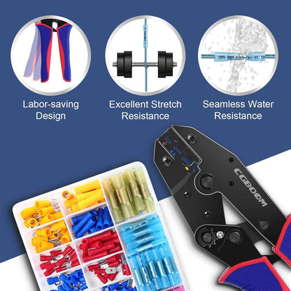 Crimpzange Kabelschuhe Set mit 200 Stück Kabelschuhen