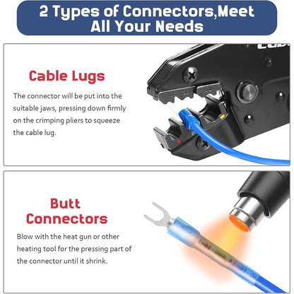 Crimpzange Kabelschuhe Set mit 200 Stück Kabelschuhen