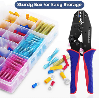 Crimpzange Kabelschuhe Set mit 200 Stück Kabelschuhen