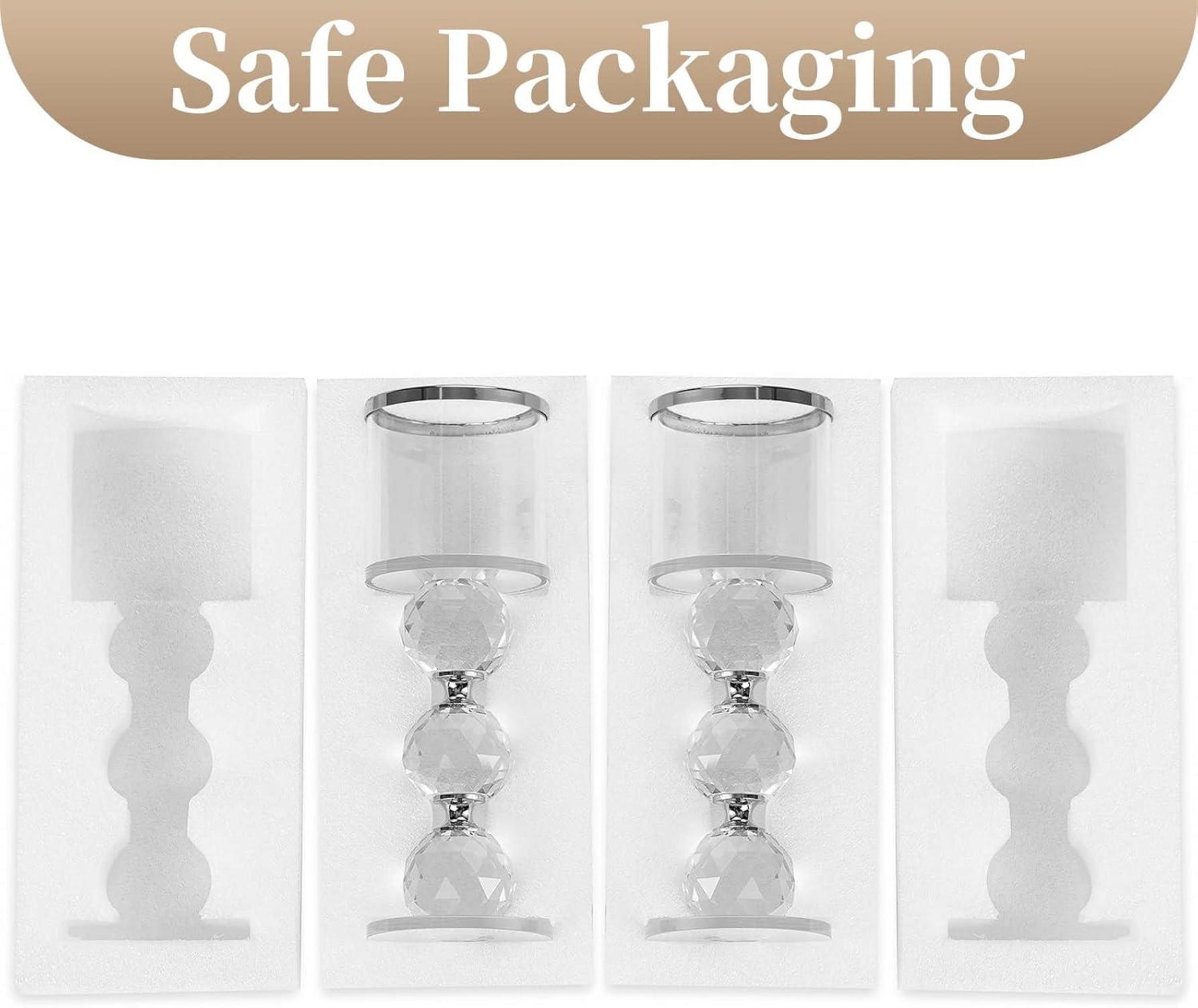 Kristall Kerzenständer Set 2 Stück Silber Moderne Glas Kerzenhalter