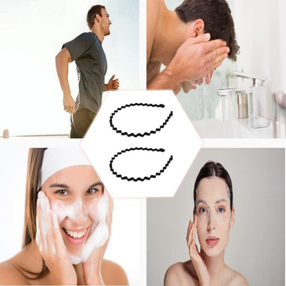 2er Pack Metall Haarband Schwarz Elastisch Rutschfest für Sport und Yoga