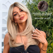 Ombre Blonde Perücke mit Pony - Lange Gerade Synthetische