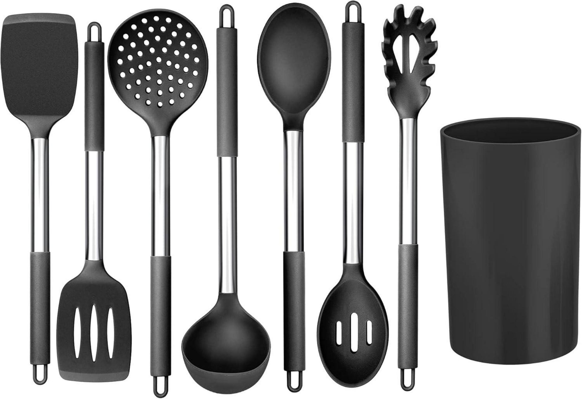8-teiliges Silikon Küchenutensilien Set mit Edelstahlgriff