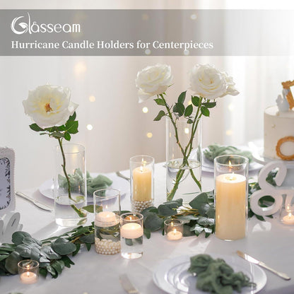 Glasvasen Zylinder 10er Set Klar 15-25cm für Blumen & Kerzen