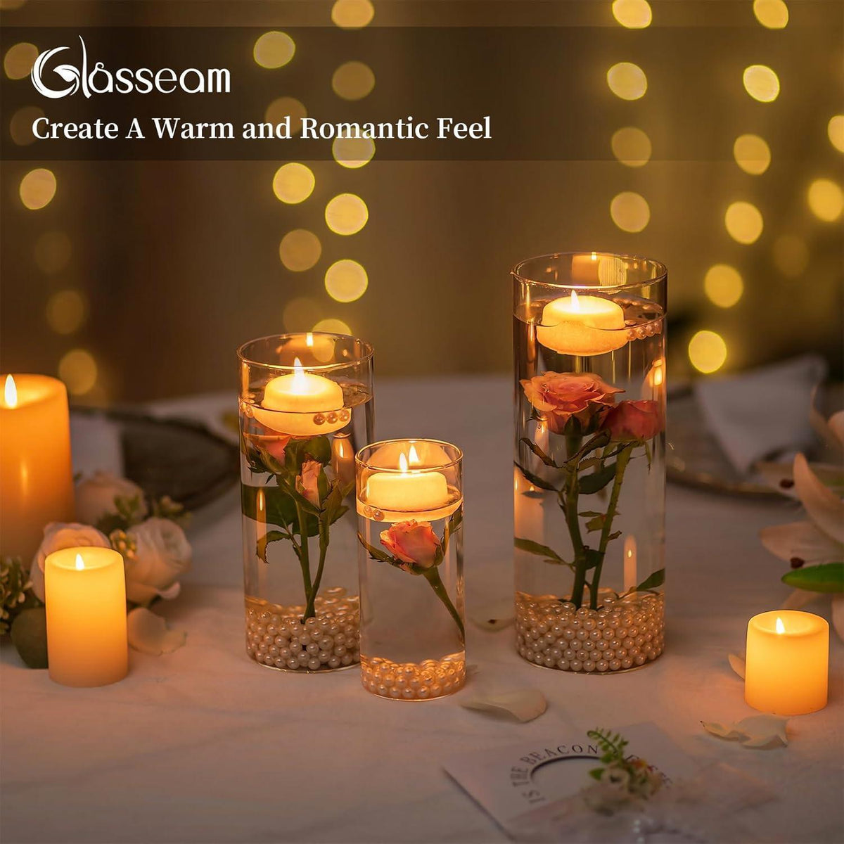 Glasvasen Zylinder 10er Set Klar 15-25cm für Blumen & Kerzen