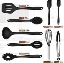 Schwarzes Silikon Küchenhelfer Set 9-teilig Antihaft