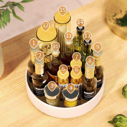 Lazy Susan Gewürzregal Metall Drehbar 2-Ebene Weiß Verstellbar