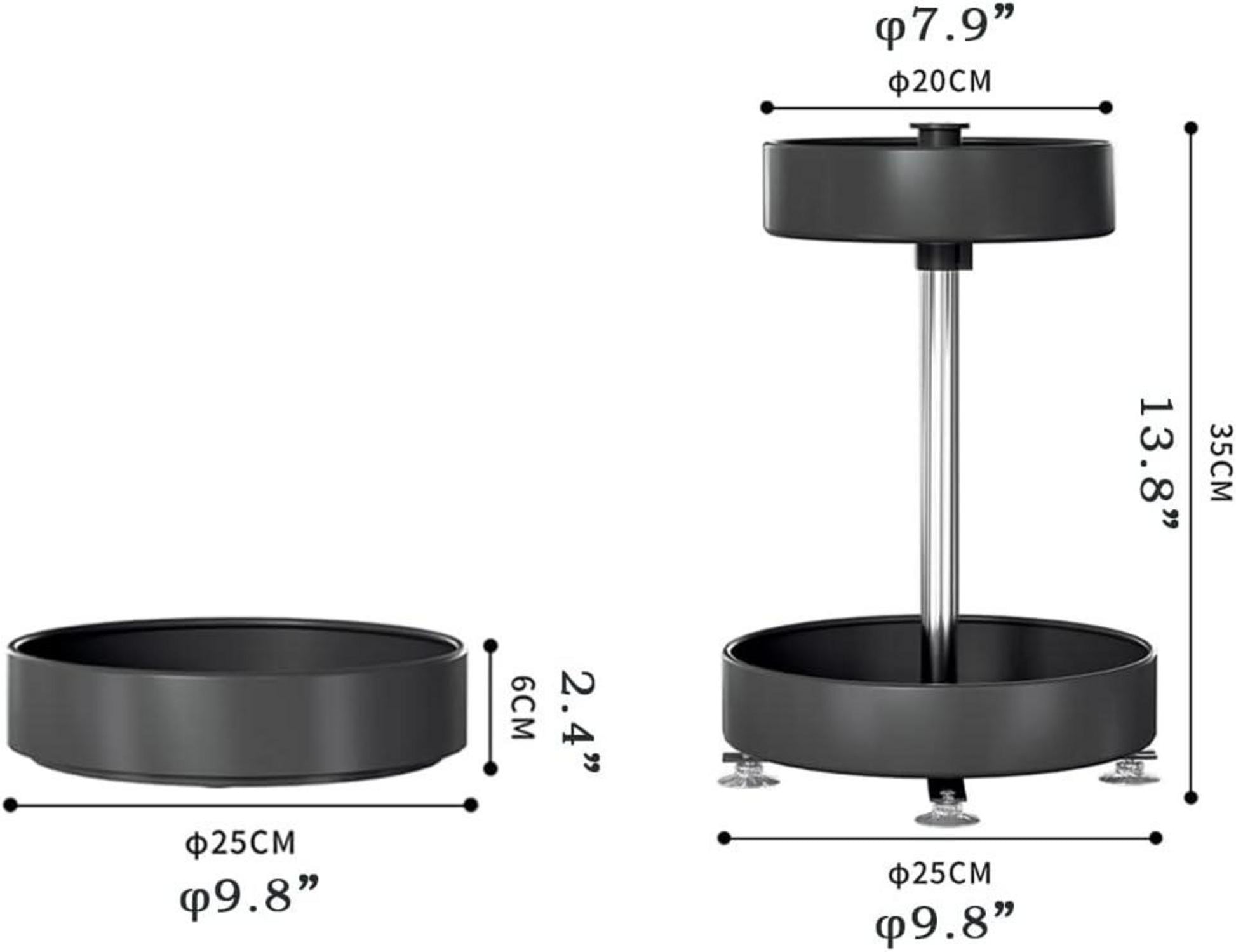 Lazy Susan Gewürzregal Metall Drehbar Weiß 2-Ebene Verstellbar