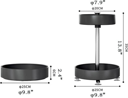 Lazy Susan Gewürzregal Metall Drehbar Weiß 2-Ebene Verstellbar