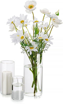 Moderne Glasvase Set Rund Zylinder Blumenvase Wohnzimmer Hochzeit