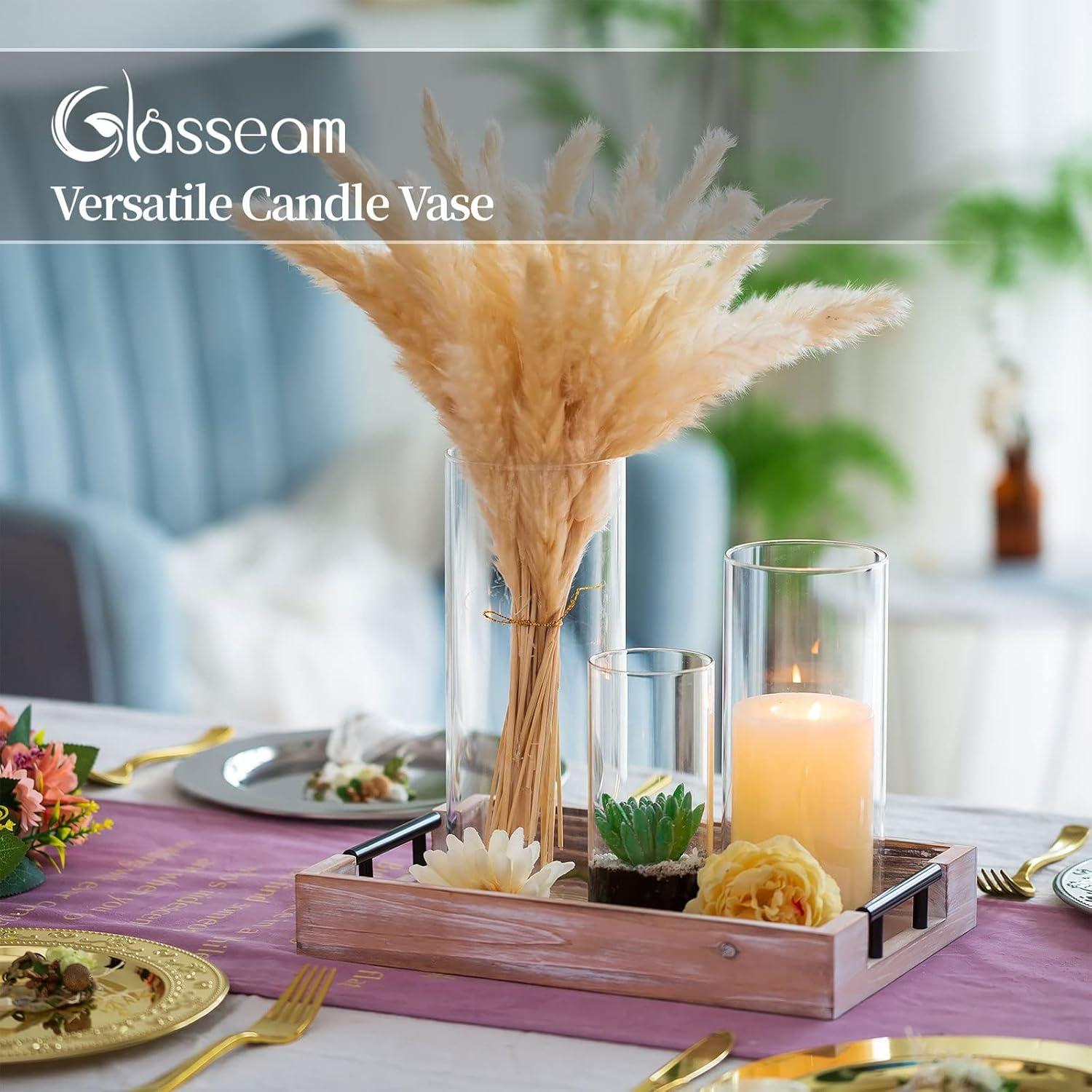 Moderne Glasvase Set Rund Zylinder Blumenvase Wohnzimmer Hochzeit